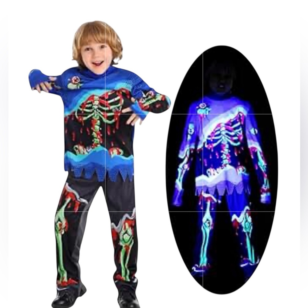SEASONS COMIC BOOK ZOMBIE Boys Glow In The Dark Costume Size Large 10/12 NWT